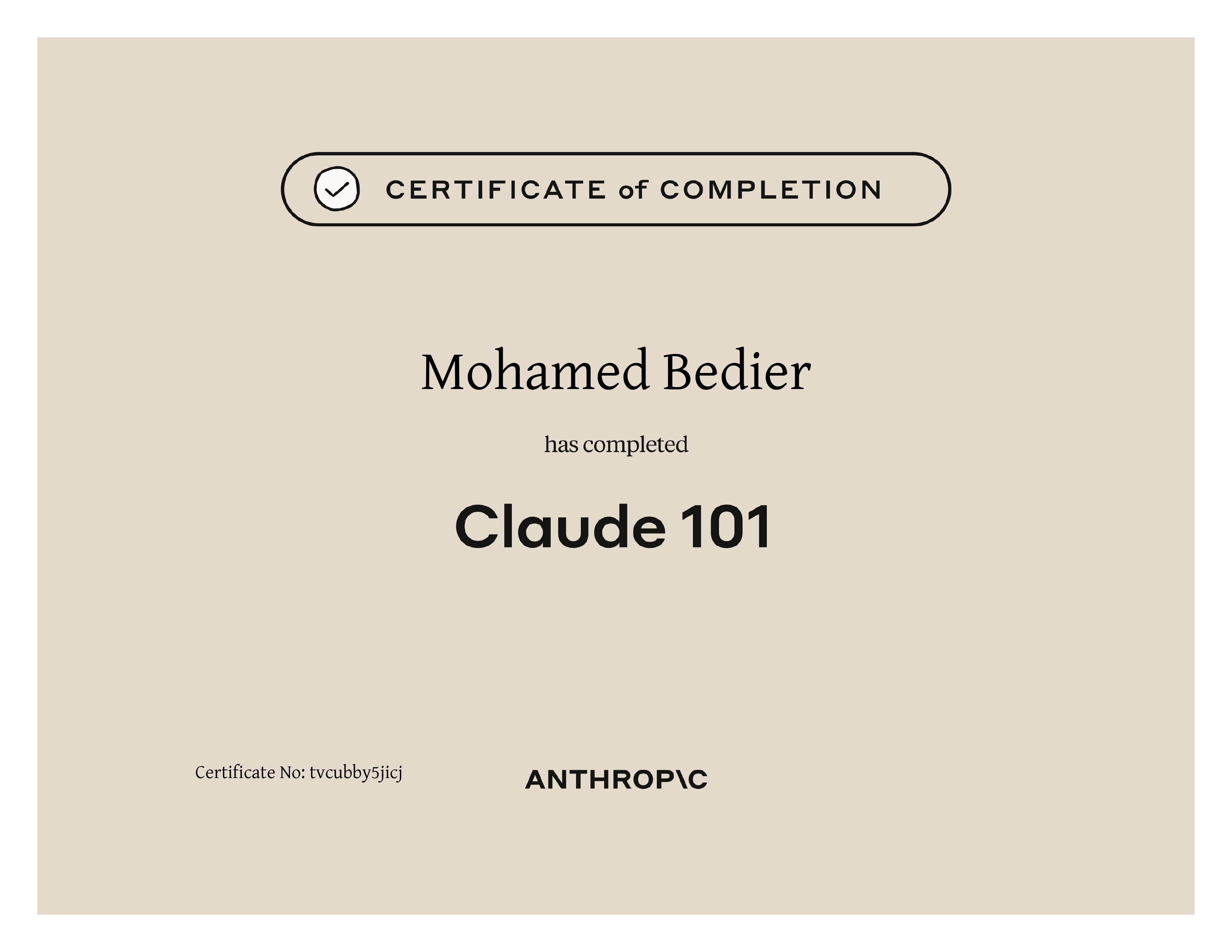 Claude 101 Certificate